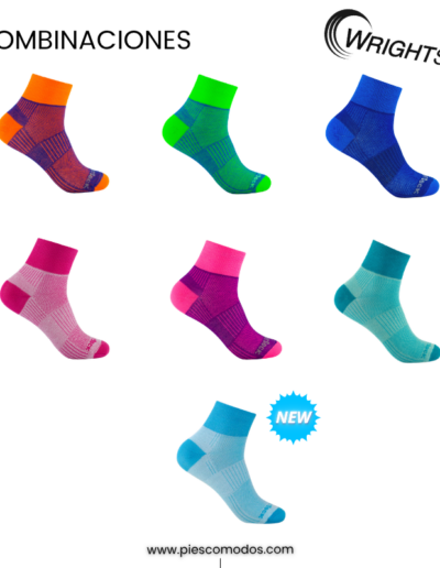 Catálogo Calcetines Doble Capa Antiampollas Coolmesh II Quarter WrightSock PiesComodos - Colores Combinados