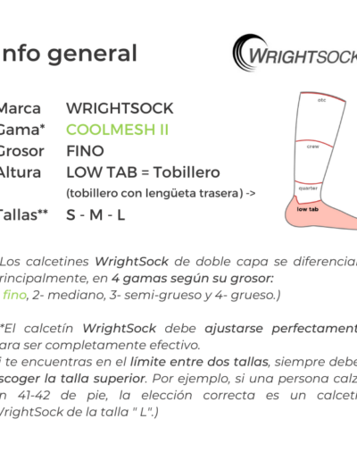 Coolmesh II LOW TAB WrightSock Spain PiesComodos