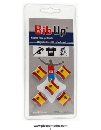 Imanes portadorsal bandera de españa carrera maratón bib up piescomodos