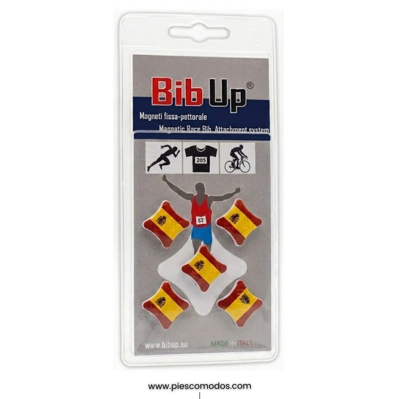 Imanes portadorsal bandera de españa carrera maratón bib up piescomodos