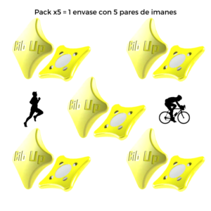 imanes portadorsal color amarillo neon pack 5 bib up piescomodos